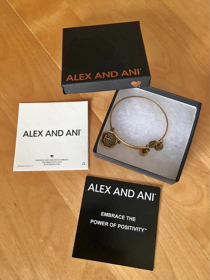 New in Box Alex and Ani L Initial Bracelet with Charms