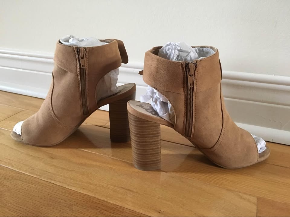 Fergalicious Suede Latte Booties/Sandals Size 8 - photo 2