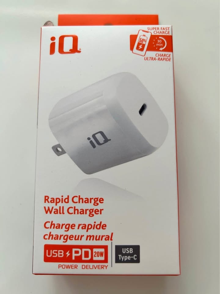 Brand New Sealed Box iQ Rapid Charge Wall Charger USB PD 20W Typ