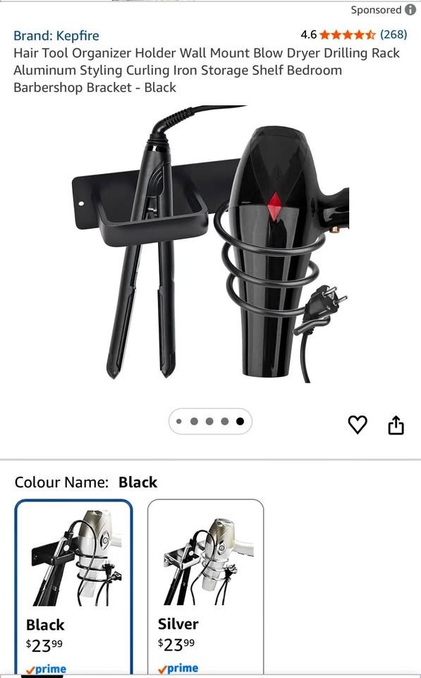 Hair Tool Wall Mount Organizer for Blow Dryer & Flat Iron