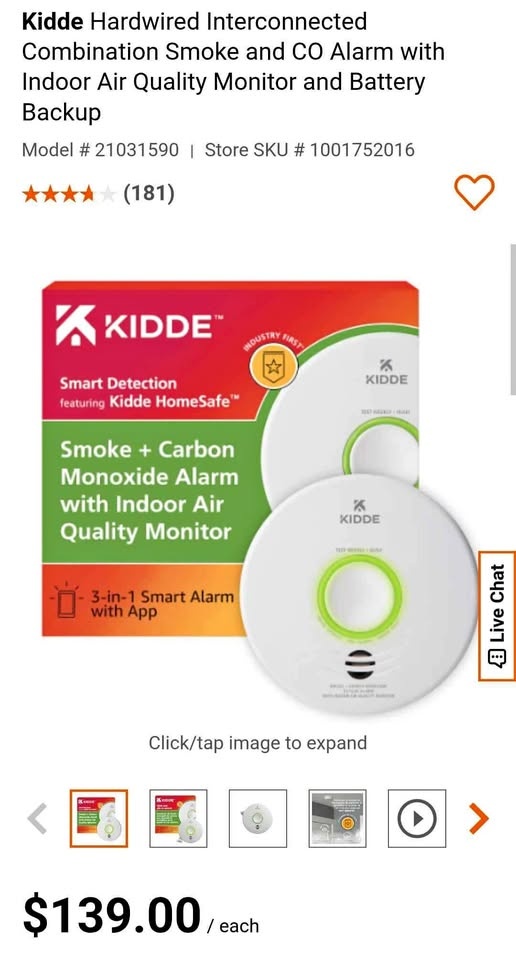 Kidde Smoke CO Alarm w/ Air Quality Monitor (BNIB)