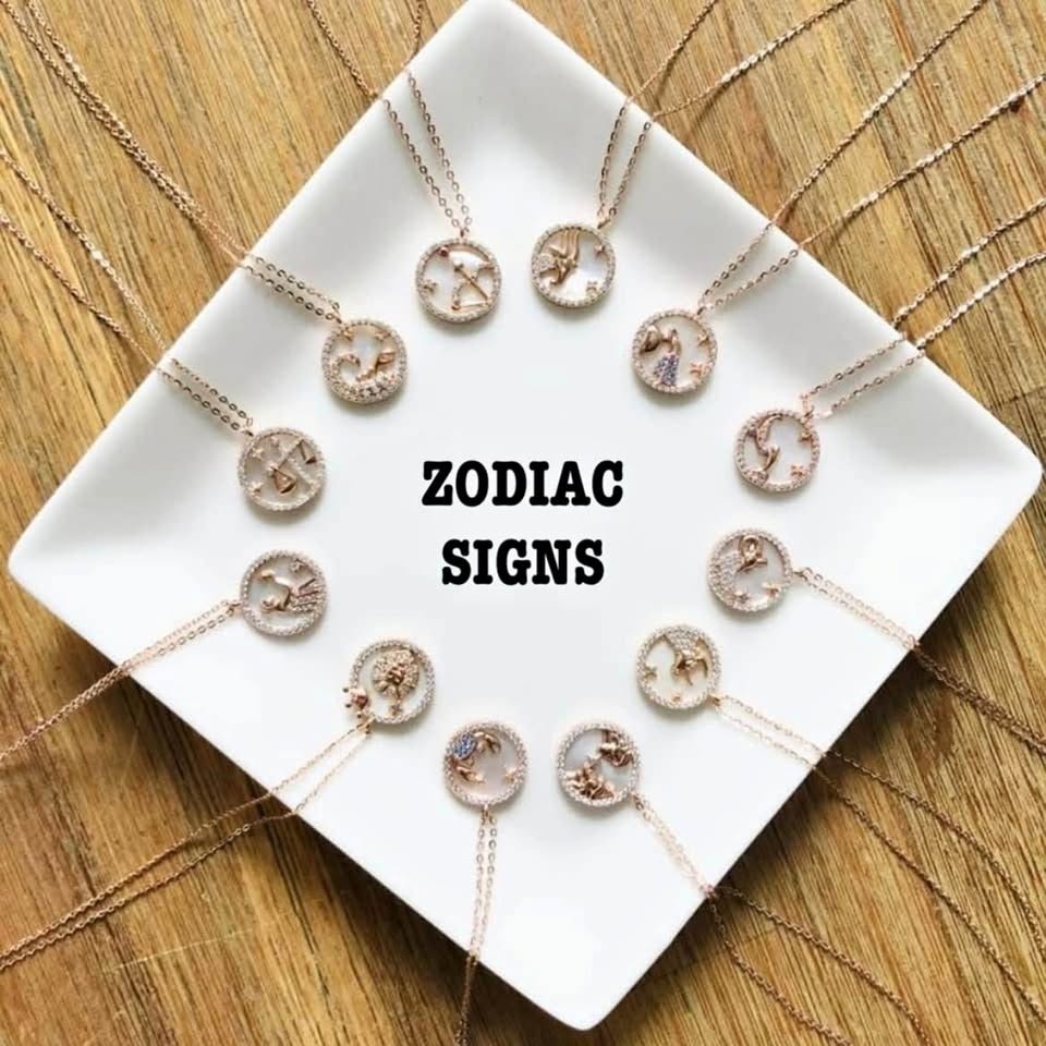 S925 Rose Gold Dainty Zodiac Pendant Necklace