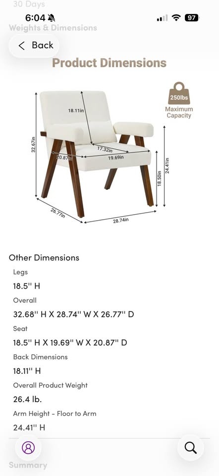 Like-New Mid-Century Accent Chair (Solid Wood / Stain Resistant) - photo 3