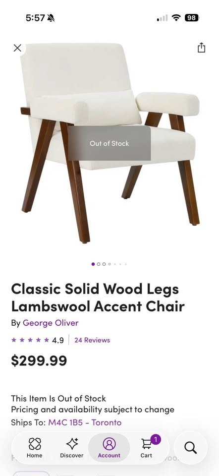Like-New Mid-Century Accent Chair (Solid Wood / Stain Resistant) - photo 4