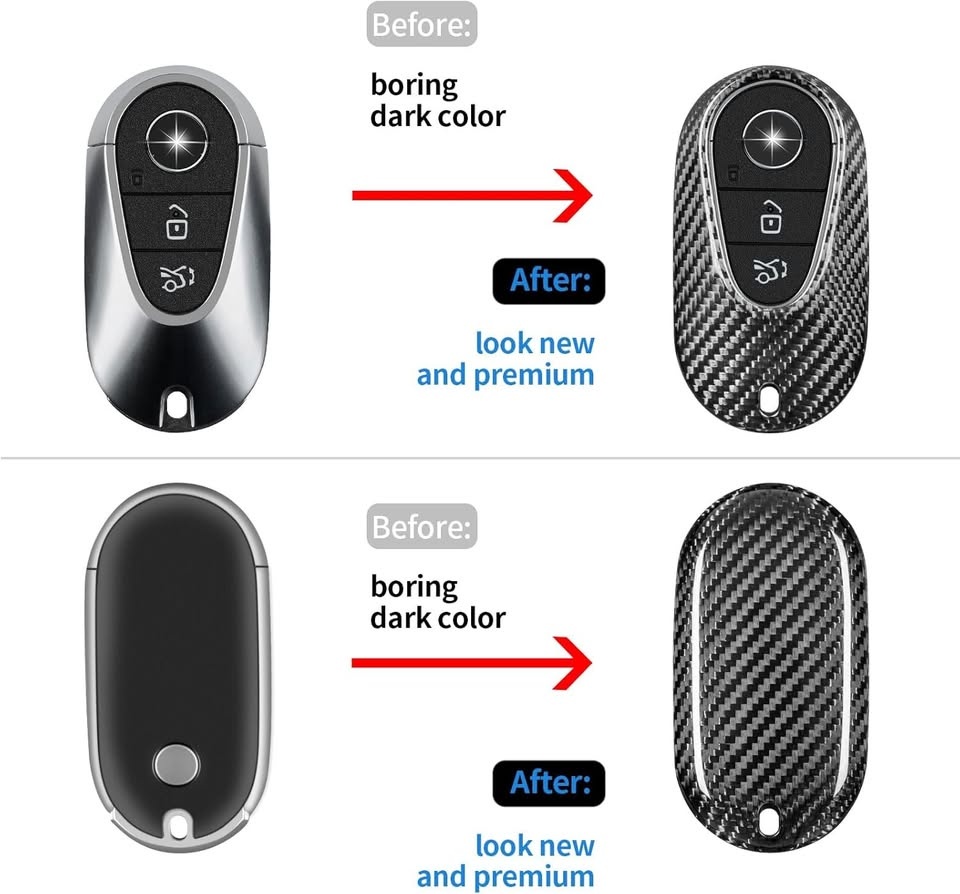 Mercedes-Benz Carbon Fiber Style Key Fob Cover (4-Button) - photo 3