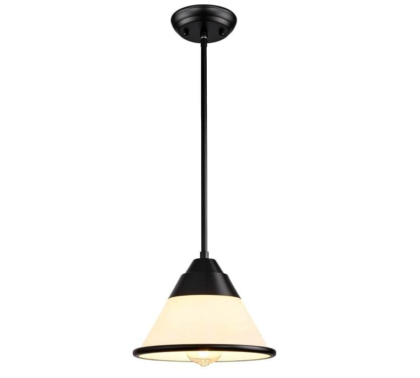 Adjustable Vintage Glass Pendant Light (Black)