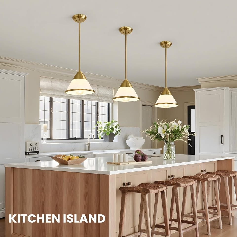 Milk Glass Pendant Light - Vintage Style (Gold) - photo 4