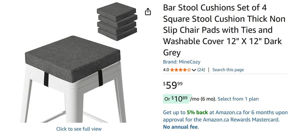 Bar Stool Cushions - Set of 4 Dark Grey - photo 2