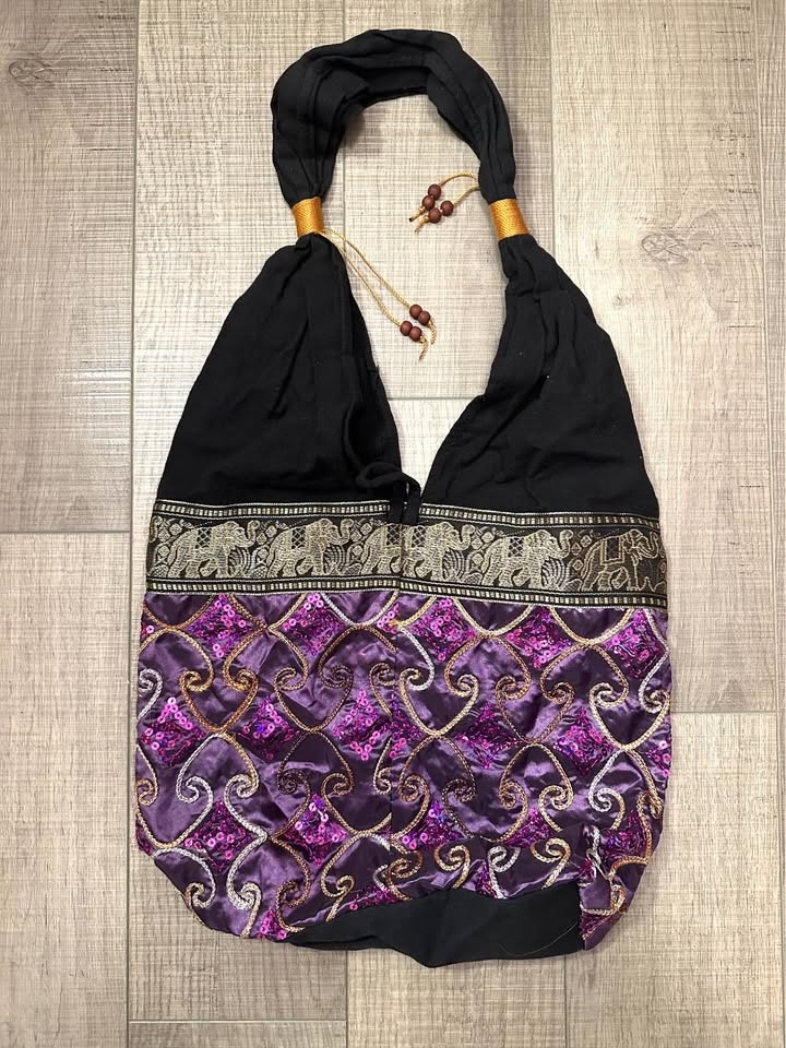 Thai Shoulder Bag, Sequin Embroidered, Multi Colour, Boho Chic - photo 2