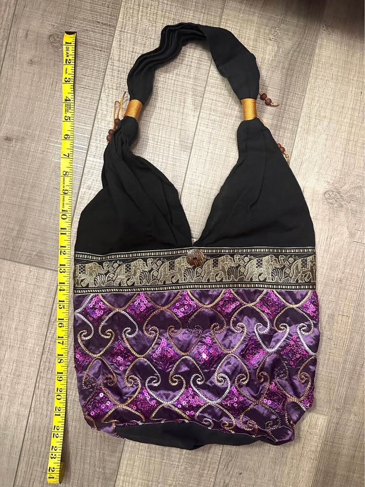 Thai Shoulder Bag, Sequin Embroidered, Multi Colour, Boho Chic - photo 3