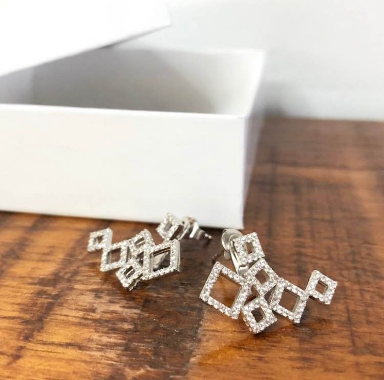 Sterling Silver Cubic Zirconia Stud Earrings