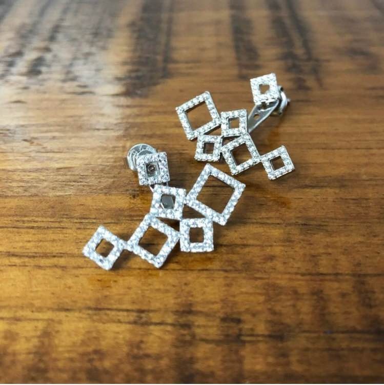 Sterling Silver Cubic Zirconia Stud Earrings - photo 2