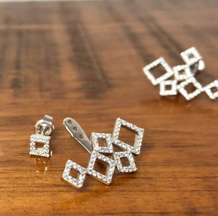 Sterling Silver Cubic Zirconia Stud Earrings - photo 4