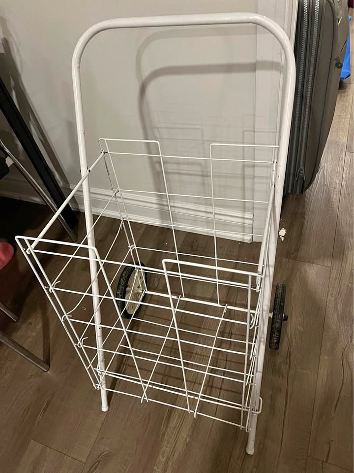 White cart folds flat for easy storage