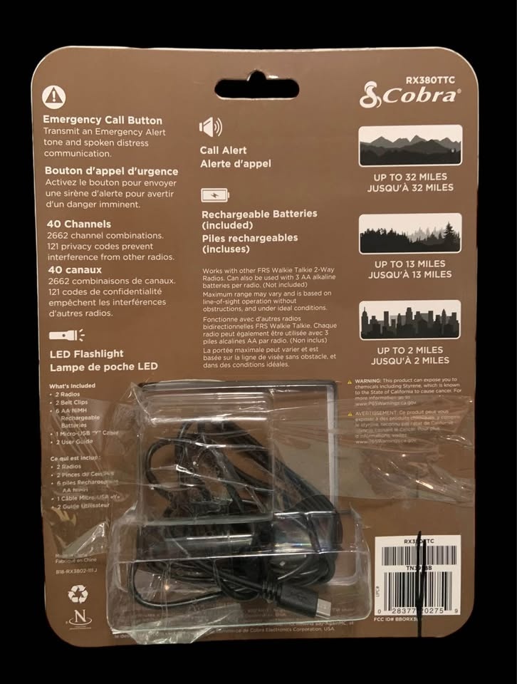 Cobra RX380TTC 2-Way Radio up to 32mi - photo 2