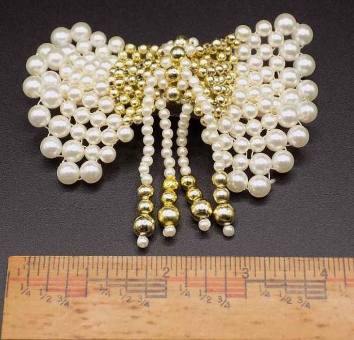 Vintage Spanish Pearl Butterfly Hair Clip Barrette - photo 4