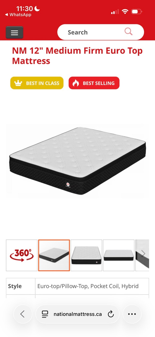 National Mattress 12" Medium Firm Euro Top Mattress