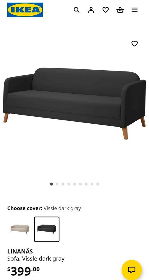 IKEA LINANÄS Dark Gray Sofa Couch - photo 2