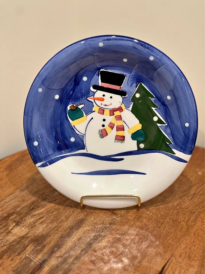 Cook's Club Blizzard Hand Painted Snowman Salad Plate