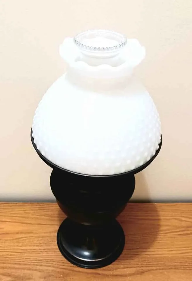 Antique Tall Hobnail Milk Glass Aladdin Oil Lamp image indicator(7)