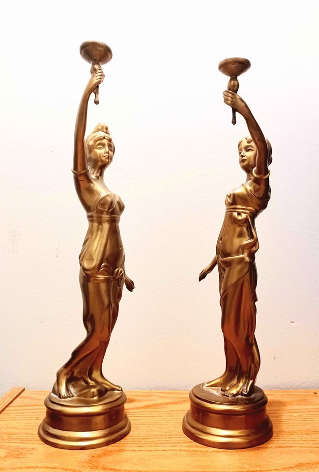 Rare Antique Early 1900's Heavy Tall Brass Statues - photo 2