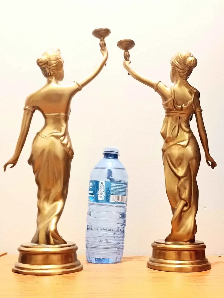 Rare Antique Early 1900's Heavy Tall Brass Statues image indicator(4)