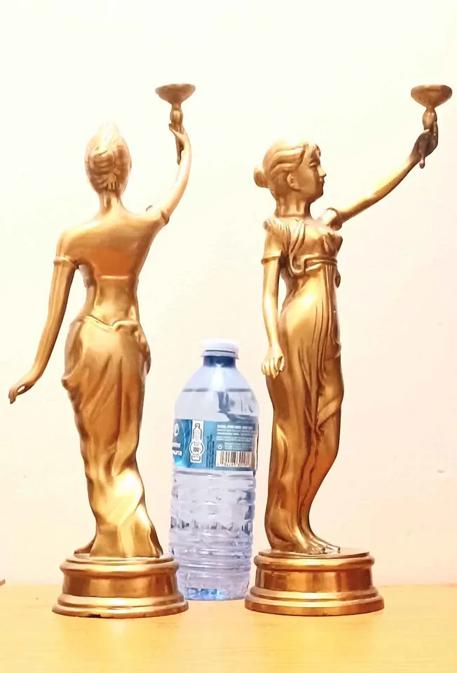 Rare Antique Early 1900's Heavy Tall Brass Statues image indicator(5)