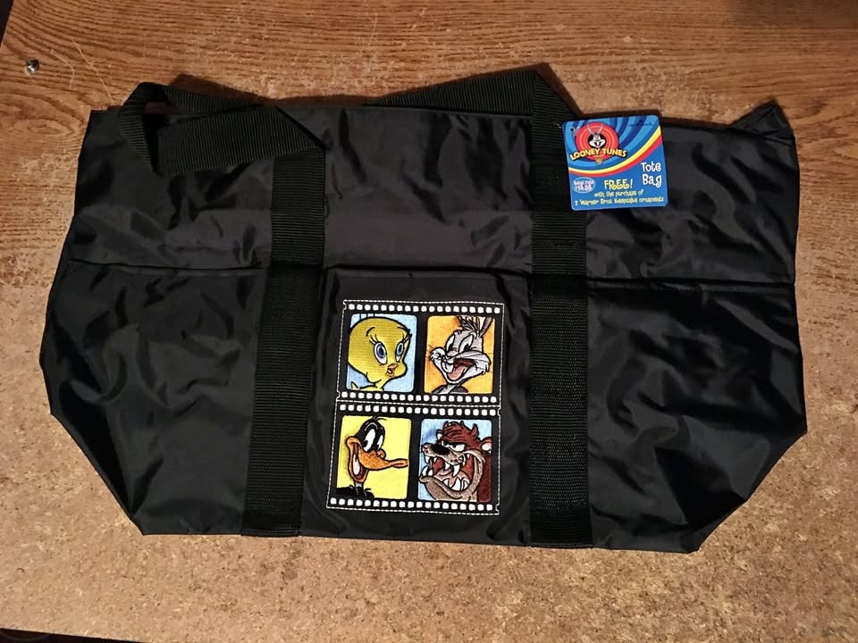 Vintage Looney Tunes Black Zippered Tote Bag