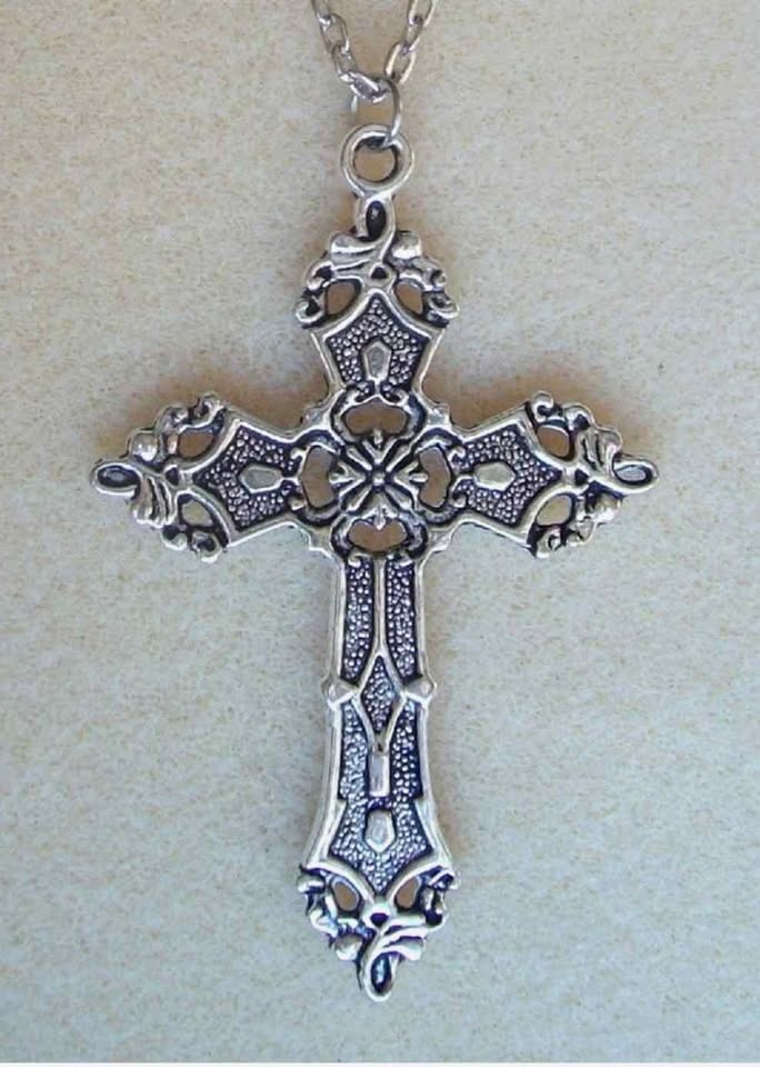 Large Gothic Cross 32" Long Chain Necklace in Gift Bag