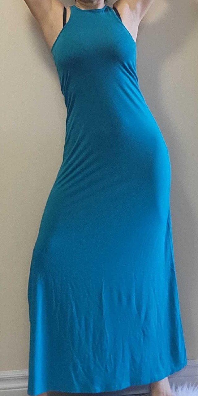 Women's long green cotton dress