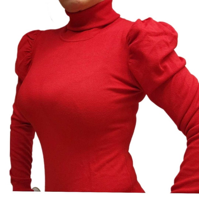 Red wool dress for women, long sleeves - photo 2