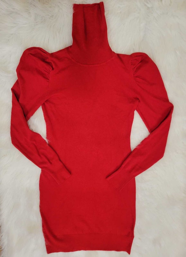 Red wool dress for women, long sleeves - photo 3