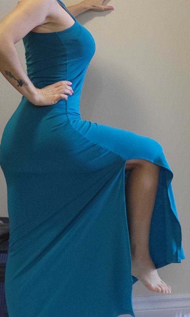 Women's long green cotton dress - photo 4