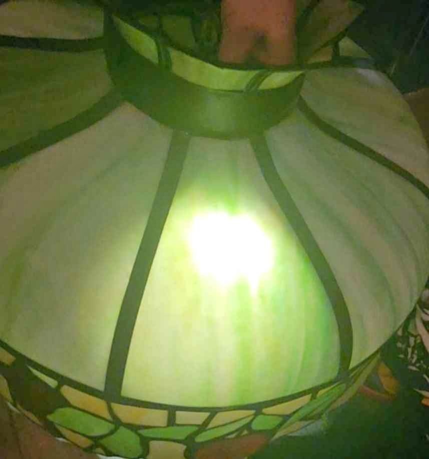 PRICE DROP! Antique Leaded Slag Glass Lamps - Harvest Motif