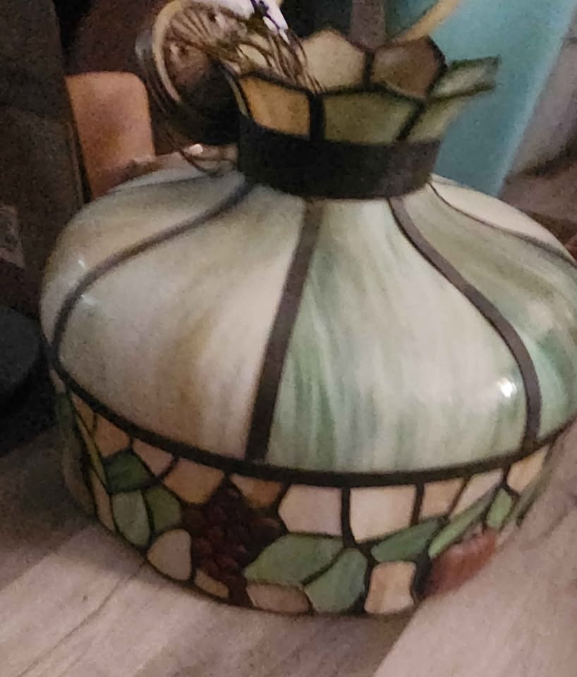 PRICE DROP! Antique Leaded Slag Glass Lamps - Harvest Motif - photo 3