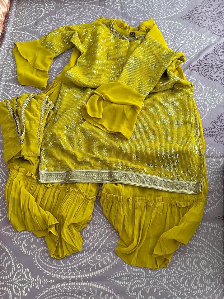 Indian traditional women kurta sharara and dupatta