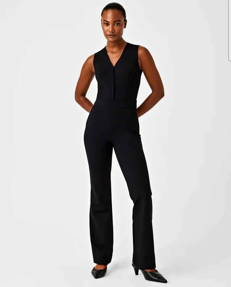 Spanx Black Sleeveless V-Neck Jumpsuit