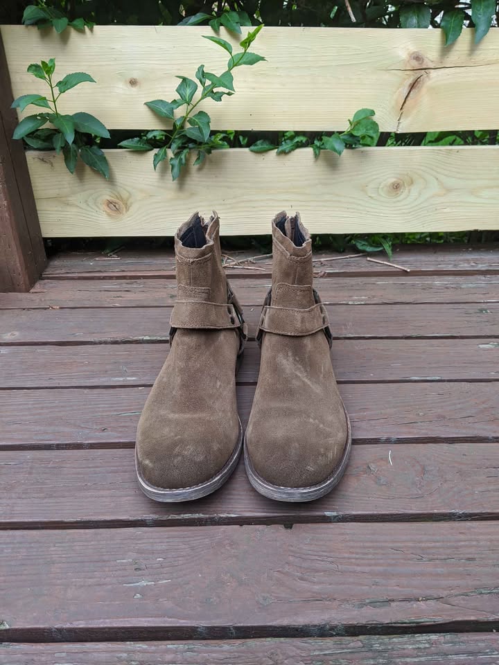 Calvin Klein Palmer Suede Harness Boots Men's 10 Brown Zip Ankle - photo 3