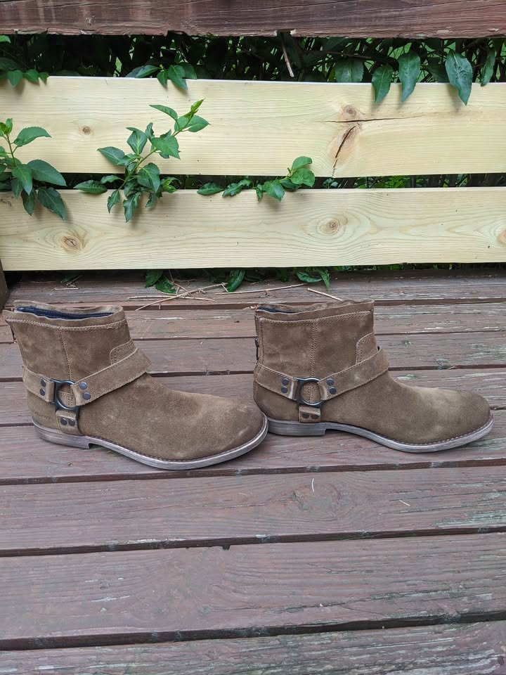 Calvin Klein Palmer Suede Harness Boots Men's 10 Brown Zip Ankle - photo 4