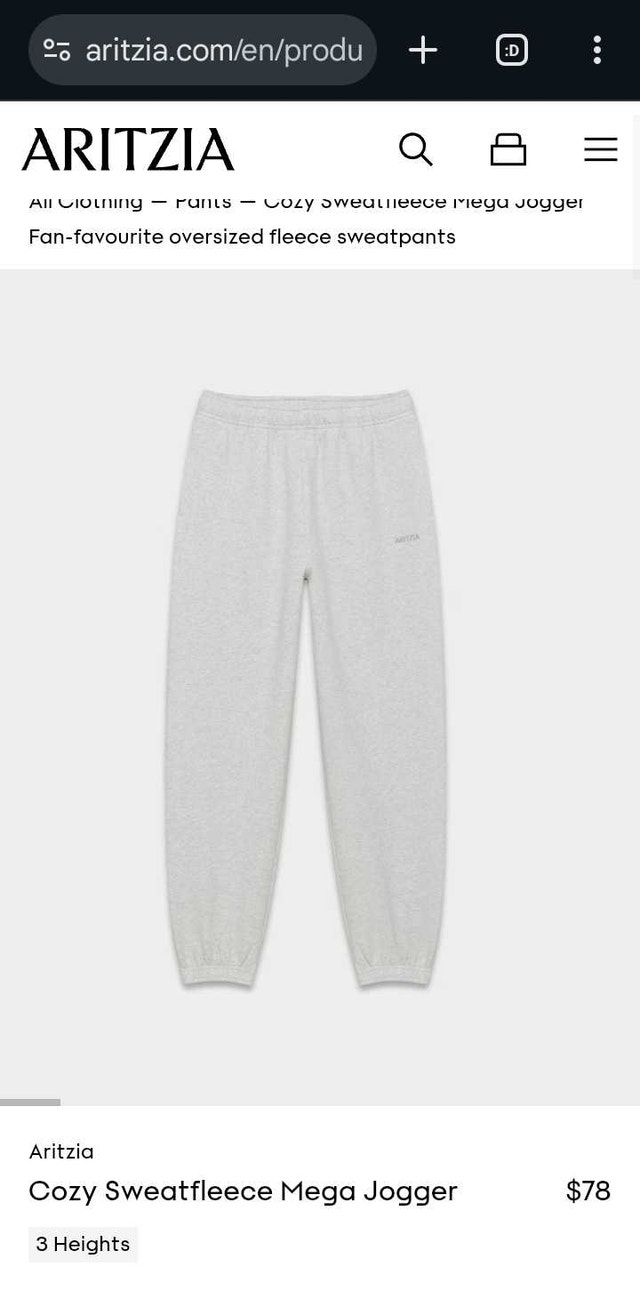Aritzia Sweatfleece Mega Jogger Sweatpants - Small