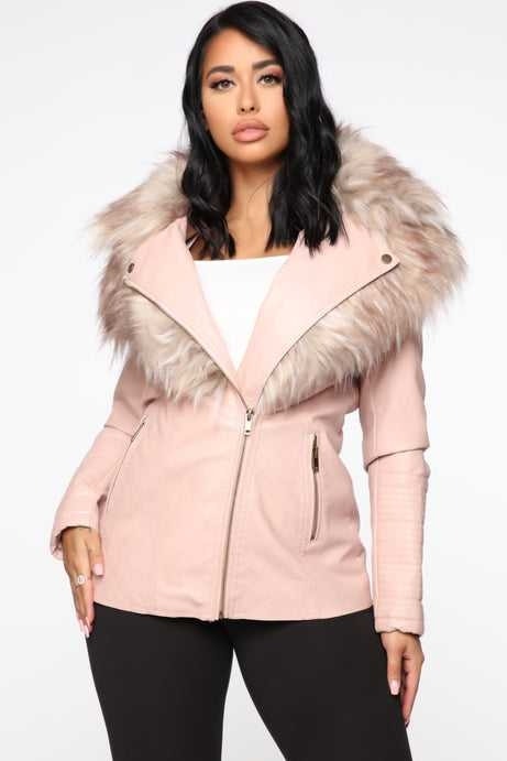 Play It Right Faux Leather Jacket - Blush