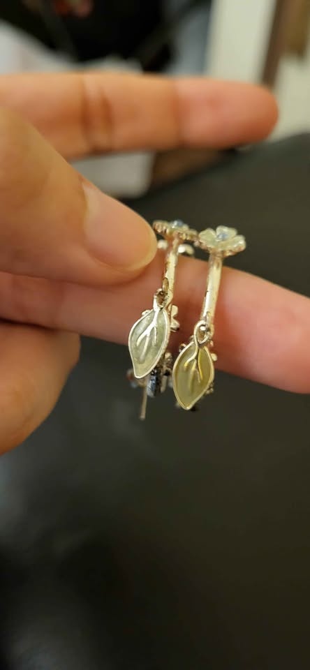Silver Flower Butterfly Hoop Earrings - photo 3