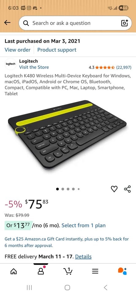 Logitech K480 Bluetooth Multi-Device Keyboard - photo 5