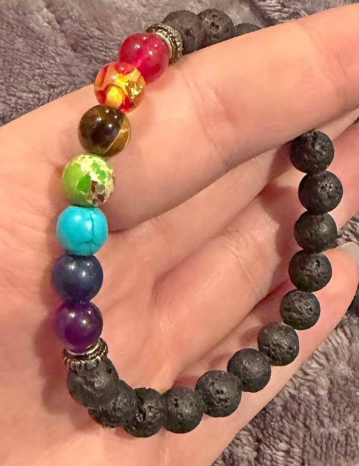 Lava Stone Chakra Bracelet