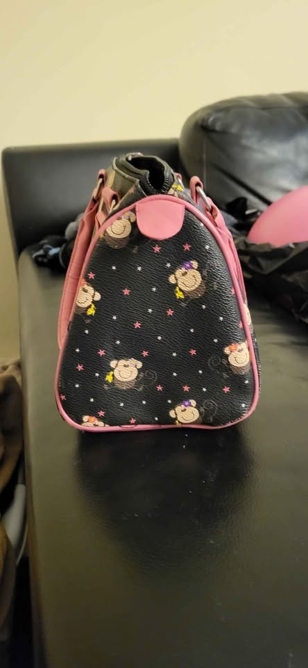Black Pink Monkey Print Handbag - photo 2