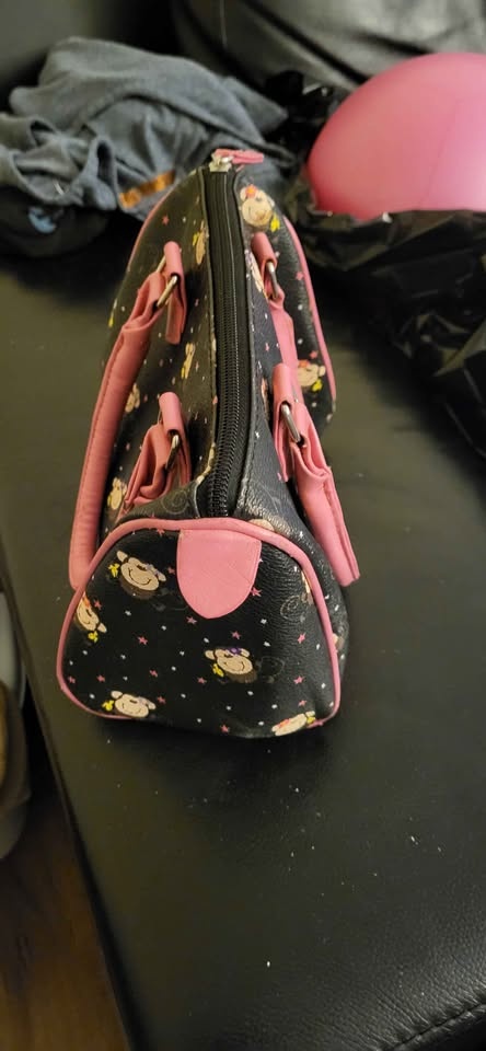 Black Pink Monkey Print Handbag - photo 3