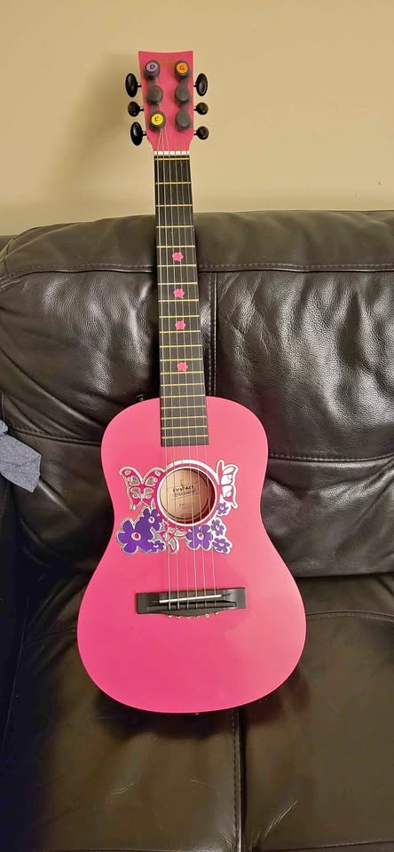 First Act Discovery Pink Kids Guitar Flower Butterfly Decals