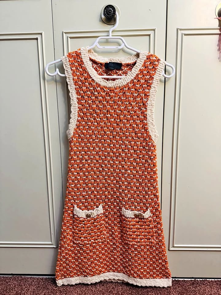 Orange & White Knit Dress – Zara – Size M