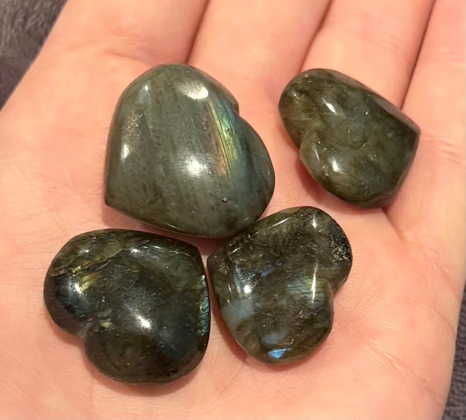 Labradorite mini hearts