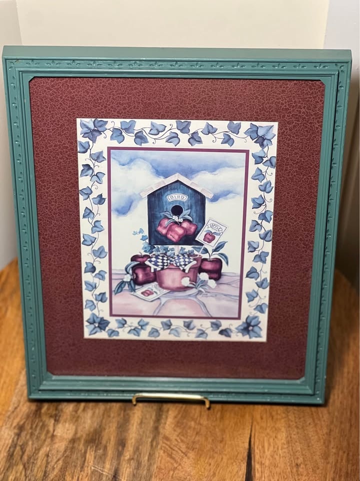 Vintage Home Interiors Birdhouse & Apples Picture 13" x 11" - photo 2